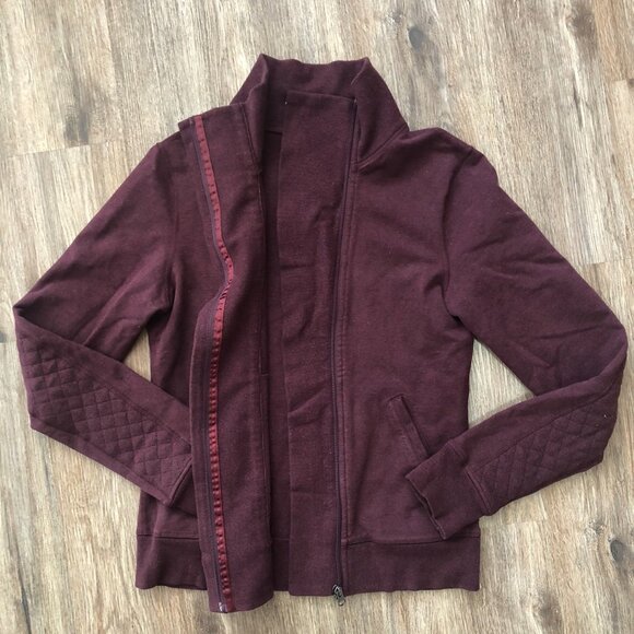 LULULEMON SLALOM COTTON BLEND JACKET QUILTED SLEEVE PATCHES Sz6 - Picture 2 of 7